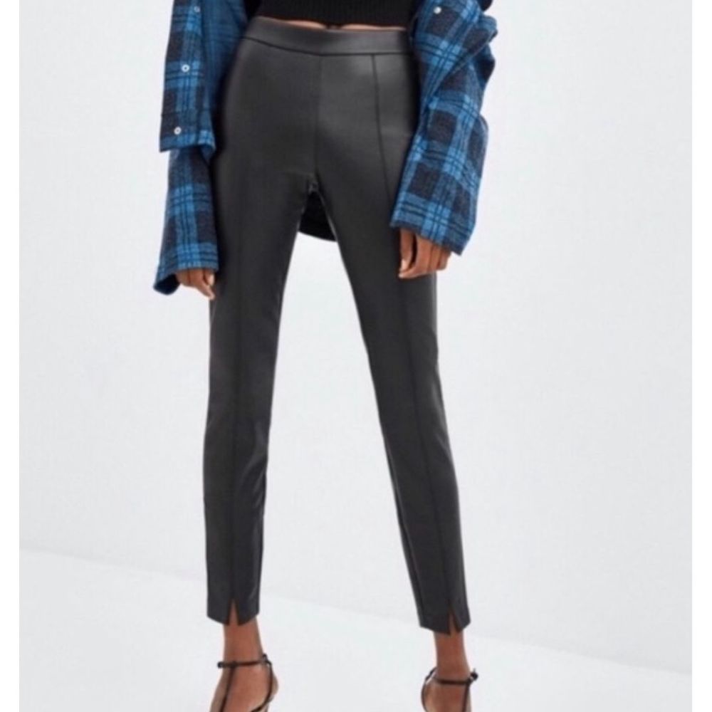 Zara Black Lynx Leather Pants size M￼